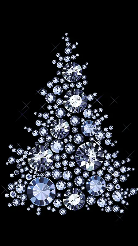 钻石梦幻浪漫圣诞树背景