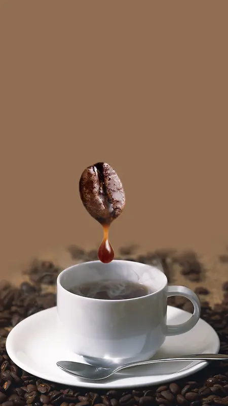 棕色咖啡简约PSD分层H5背景素材