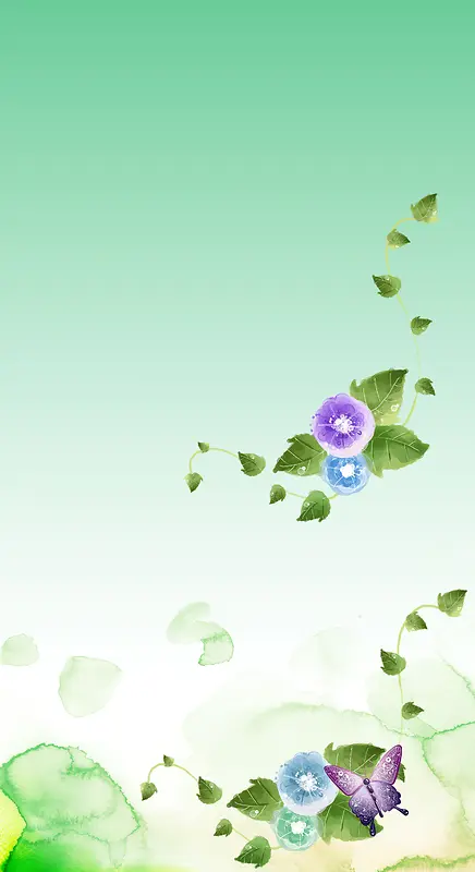 清新花朵绿色韩式背景素材
