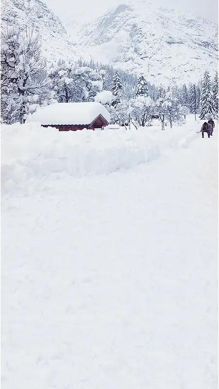 雪色乡村背景图