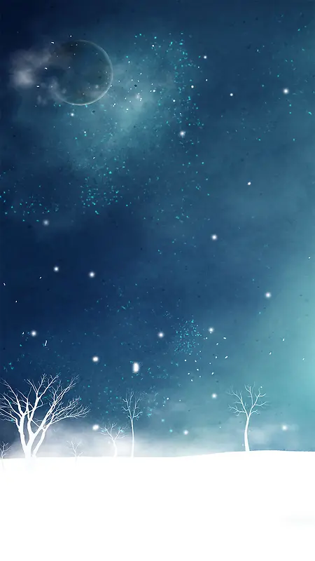 卡通夜晚天空冬季白雪H5背景