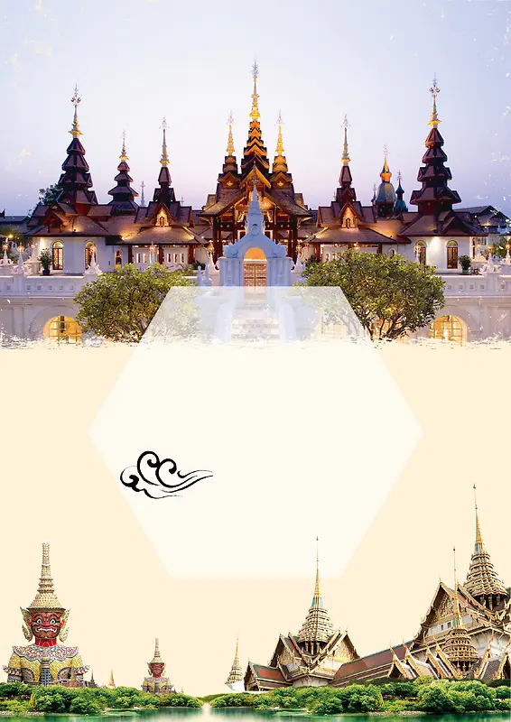 泰国清迈旅游海报背景素材