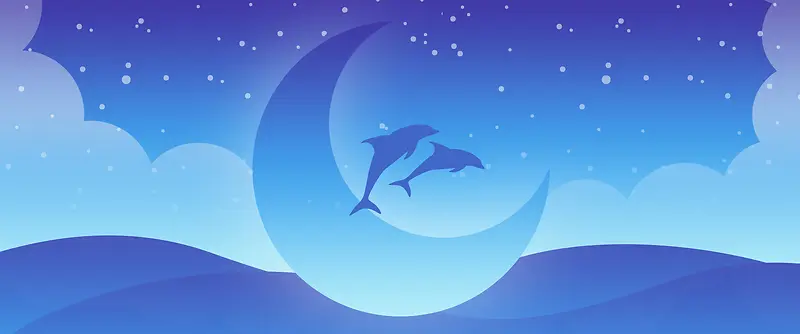 海豚海洋创意插画