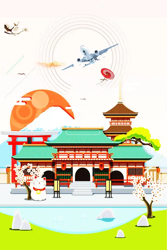 简洁日本旅行文化背景素材