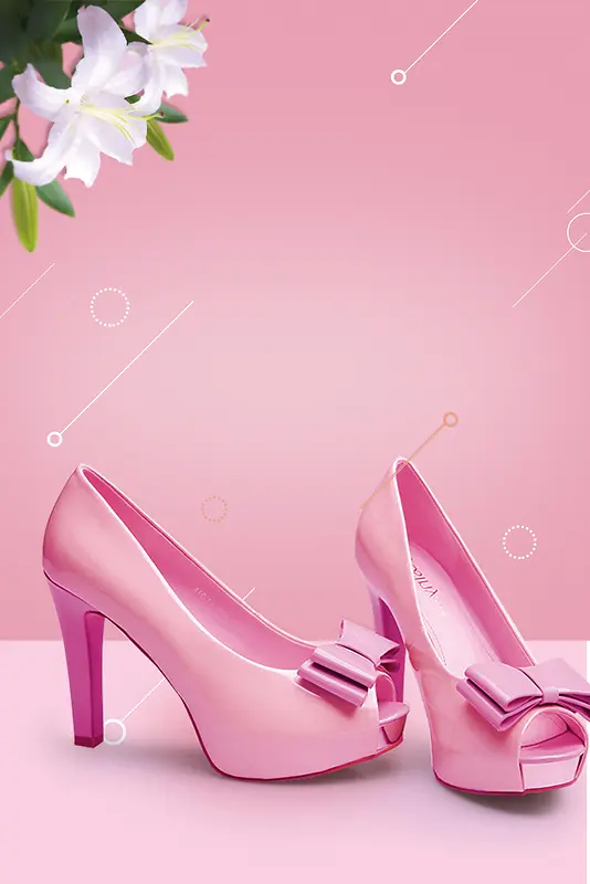 粉色浪漫时尚女鞋促销海报背景psd