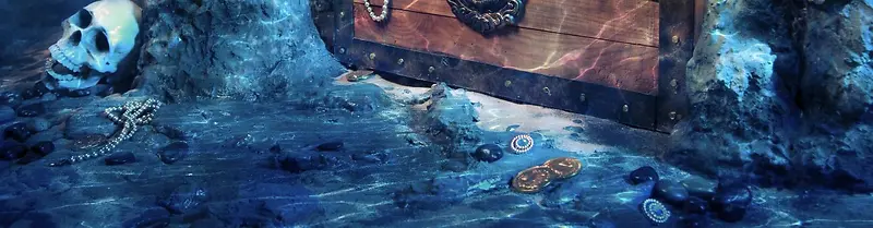 海盗 骷髅 骨头 保藏 海底 珠宝 木箱