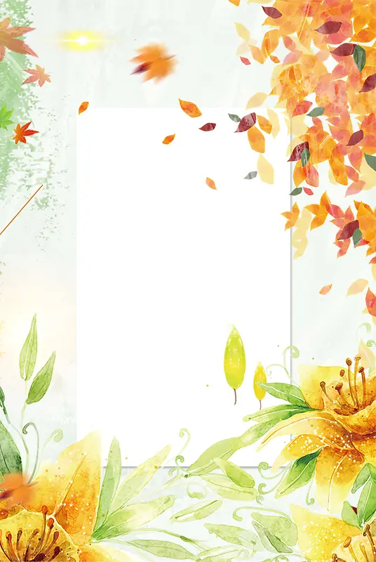唯美水彩花卉秋季新品背景素材