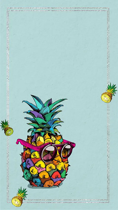 水果店菠萝宣传简约H5背景素材