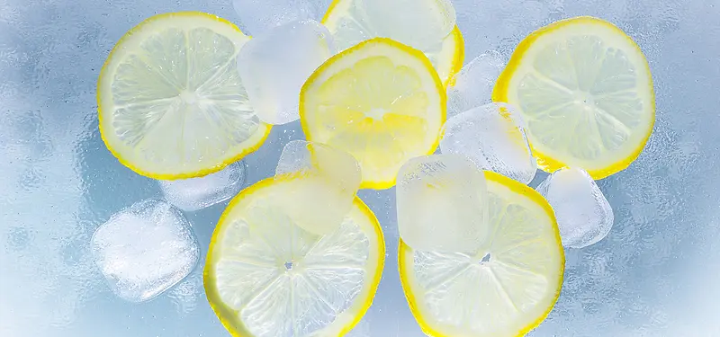 柠檬片黄色冰块柠檬片和冰块图片