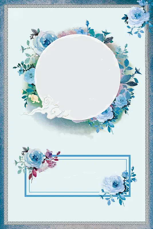 蓝色清新花朵背景素材