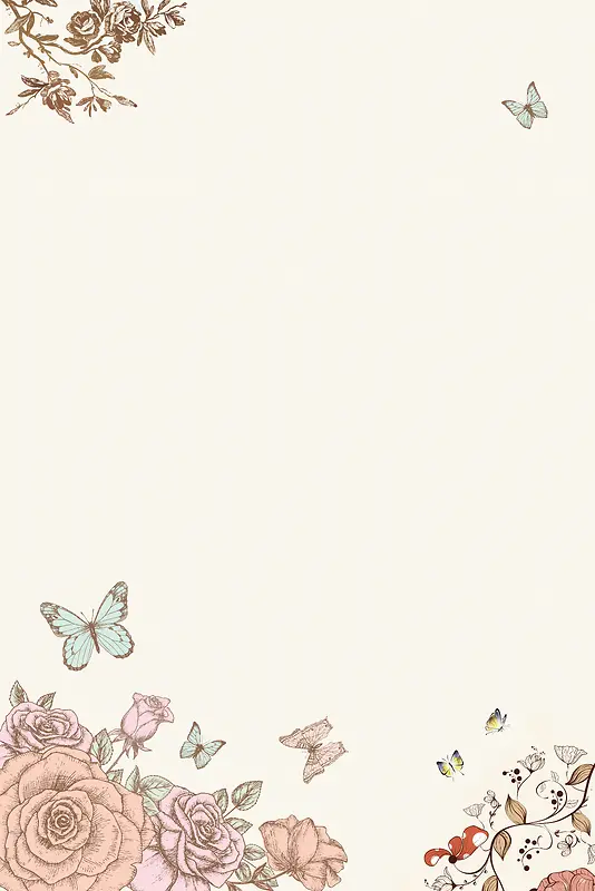 蝴蝶鲜花海报背景
