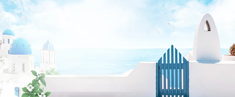 清新夏日大海淘宝背景