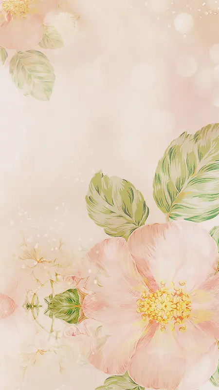 唯美清新文艺手绘花朵背景素材
