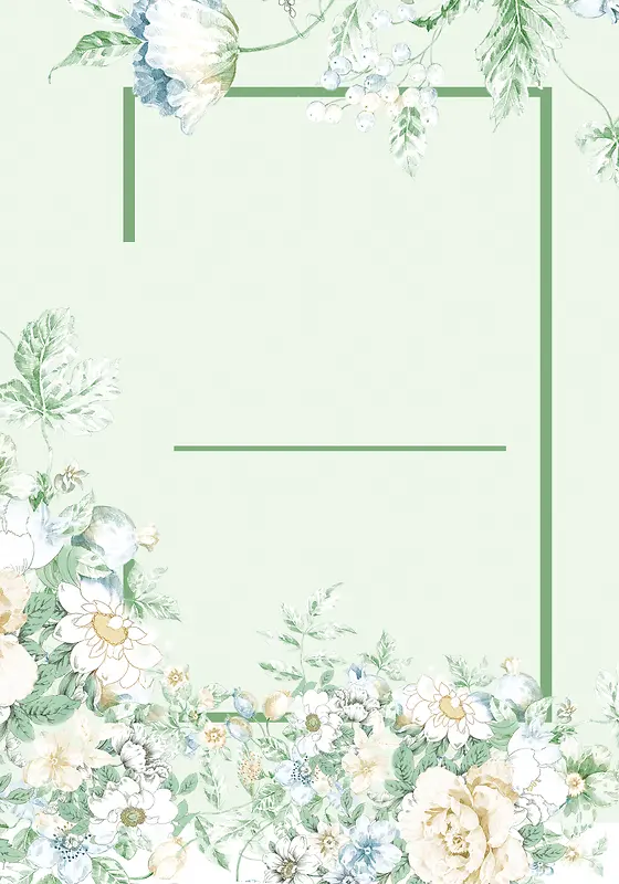 绿色小清新花朵背景素材