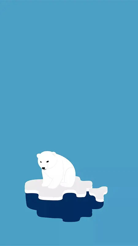 手绘孤独卡通北极熊H5背景