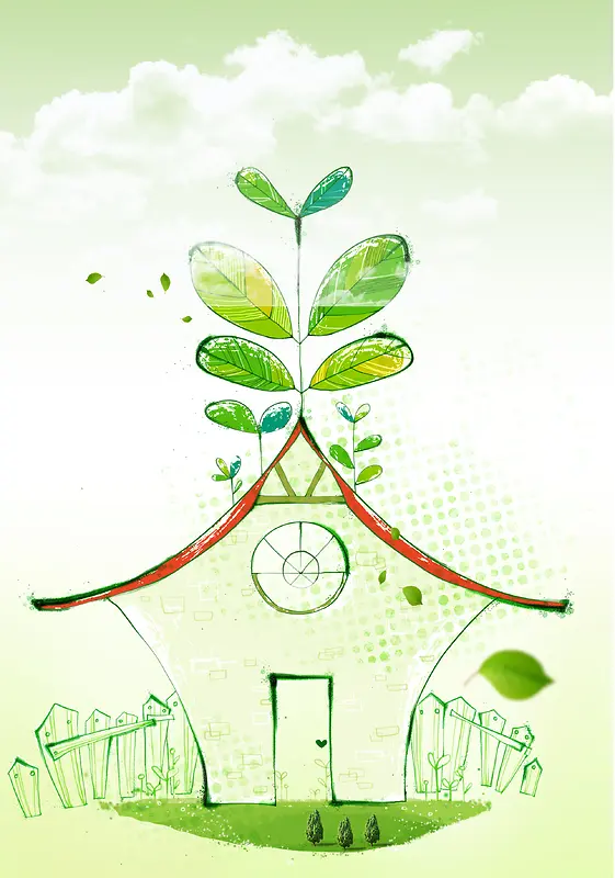 清新手绘共创绿色家园环保海报背景素材