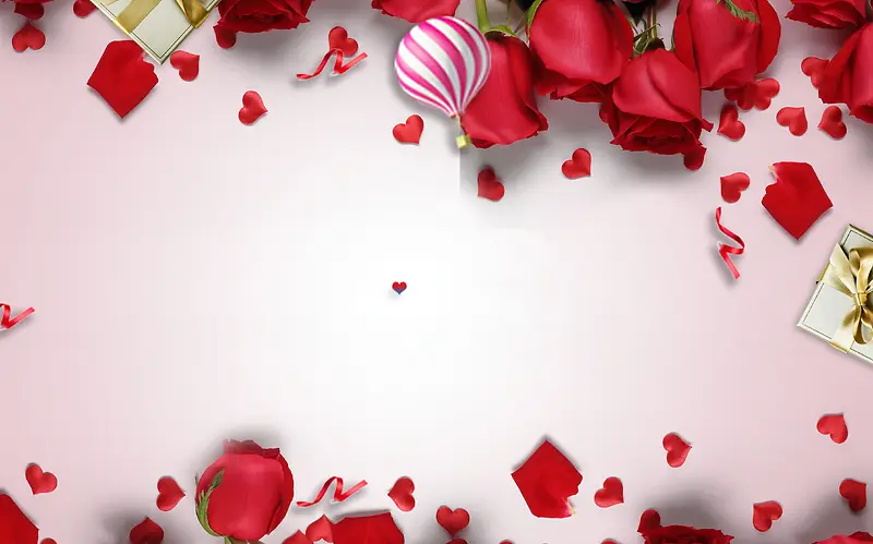 浪漫玫瑰花礼物促销海报背景素材