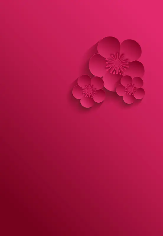 梅红色春季花卉海报背景材料
