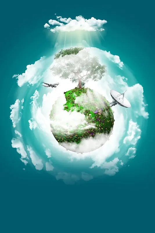 云团地球创意气象站宣传海报背景素材