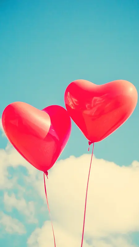 浪漫爱情红色爱心气球H5背景