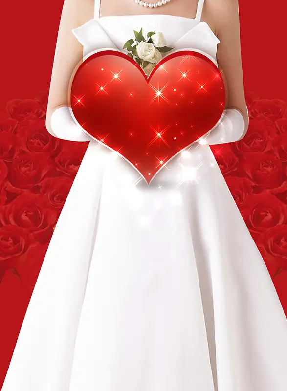 红色玫瑰婚纱背景