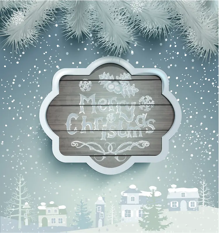 圣诞节木牌雪花字母背景图