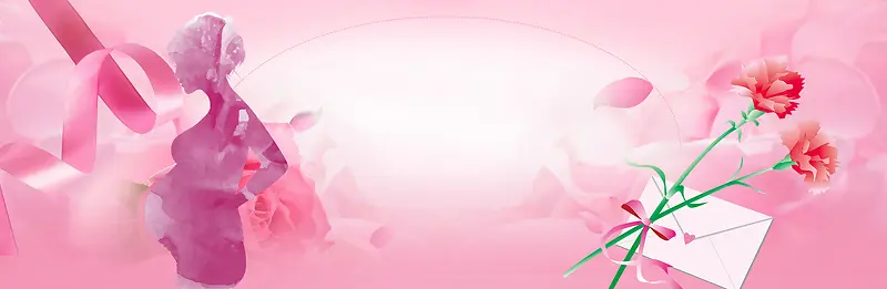 感恩母亲节康乃馨玫瑰梦幻粉色背景
