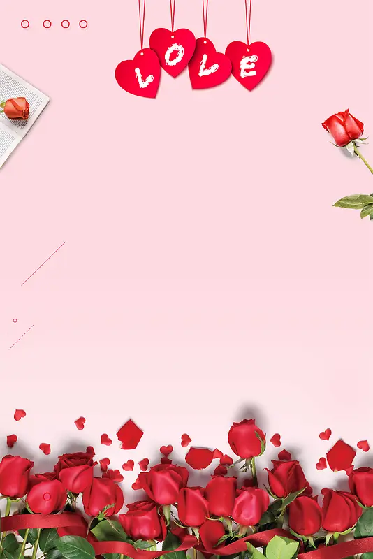 情人节粉色温馨女装红玫瑰背景