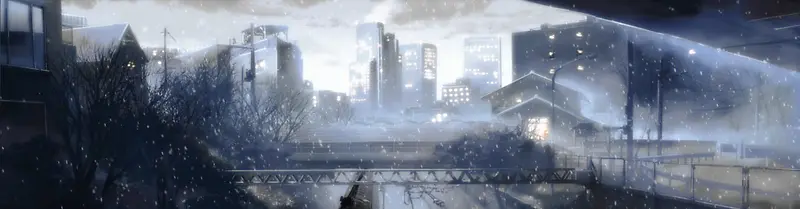 浪漫冬天下雪城市背景