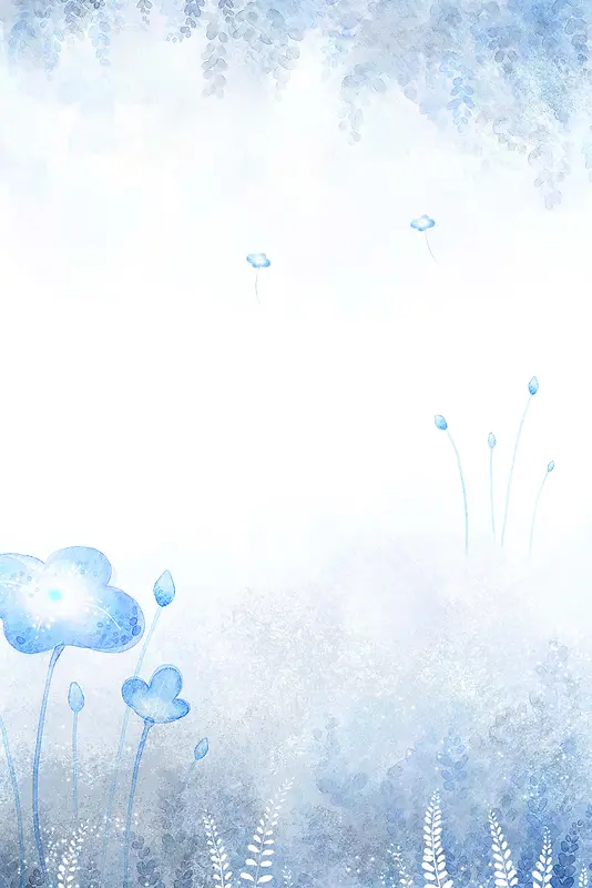 梦幻简约素色蓝色妖姬蓝色花促销广告背景