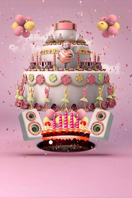 创意生日快乐生日蛋糕海报设计