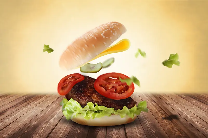 西方美食汉堡快餐海报背景素材