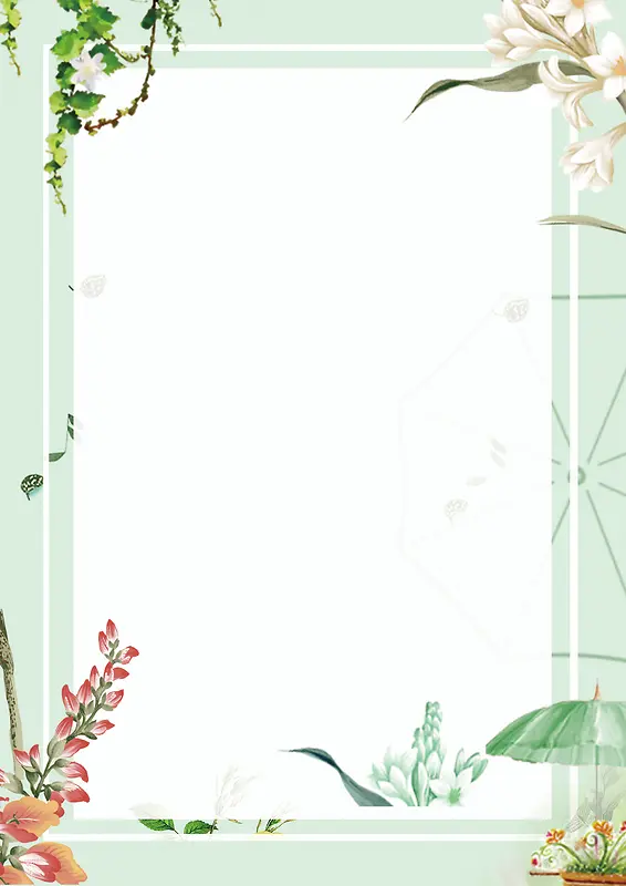 绿色清新唯美花卉装饰服装新品海报背景素材