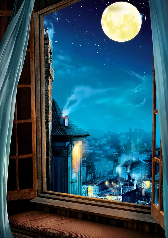 唯美蓝色夜晚星空