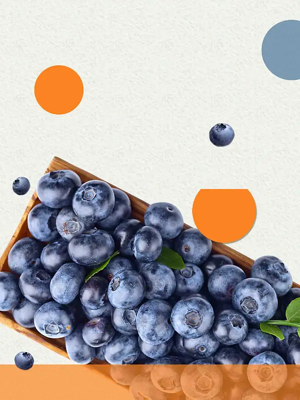 夏日水果蓝莓清新简约海报设计背景模板