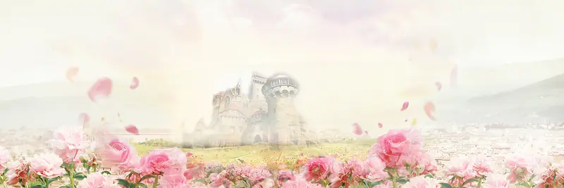 粉色浪漫城堡背景