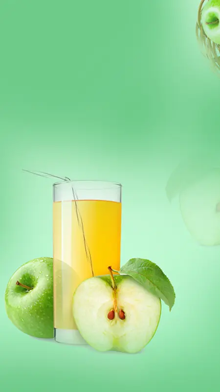 绿色苹果汁新品上市手机端H5背景素材