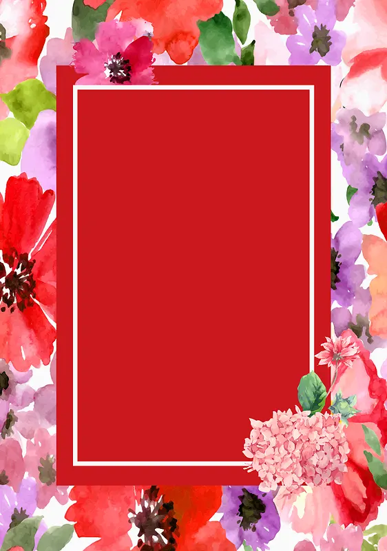 彩绘花卉边框春季新品广告模板背景素材
