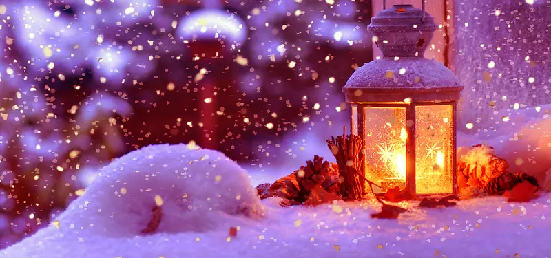 浪漫冬日蜡烛灯背景
