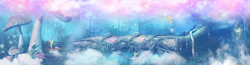 梦幻森林蘑菇背景