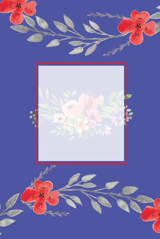 蓝色深邃和风日本手绘花朵绽放广告背景