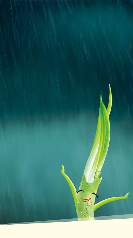 雨水中的绿芽H5素材背景