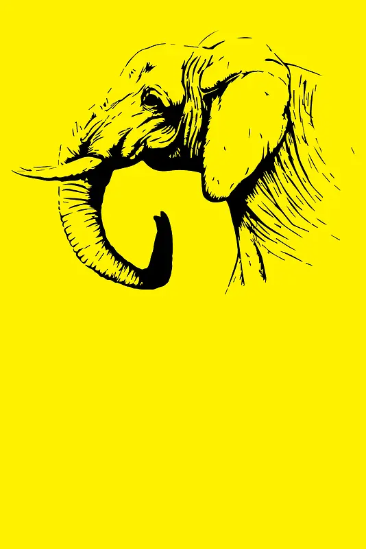 黄色底纹保护大象公益海报背景素材