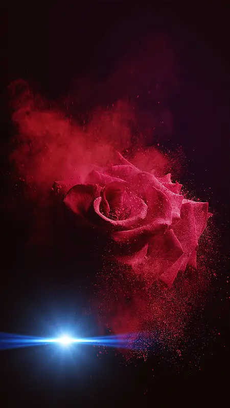 红色玫瑰烟雾背景素材