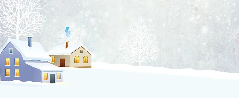 文艺雪景小清新简约白色banner