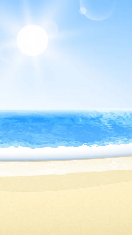 蓝色大海沙滩矢量图H5背景