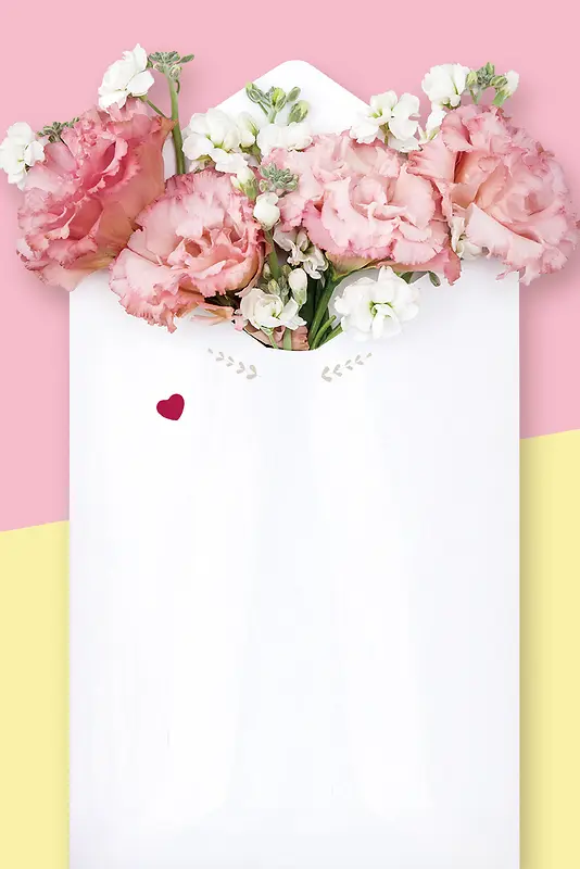 粉色清新女王节鲜花边框背景