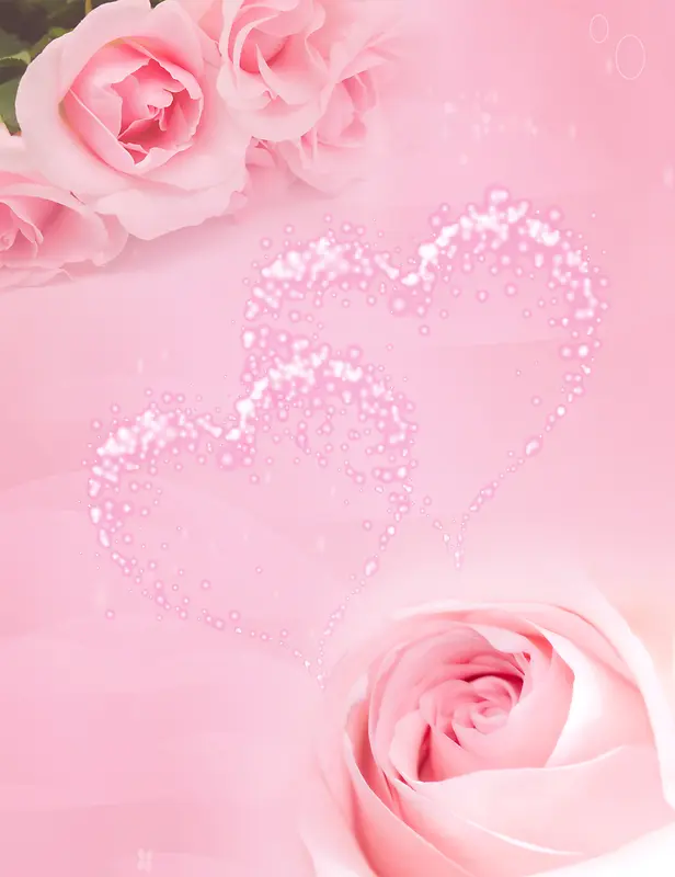 爱心玫瑰 粉色海报背景素材