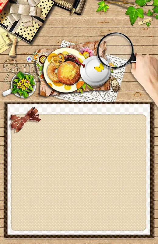 韩式美食厨房炸鸡餐厅菜单代金券海报背景