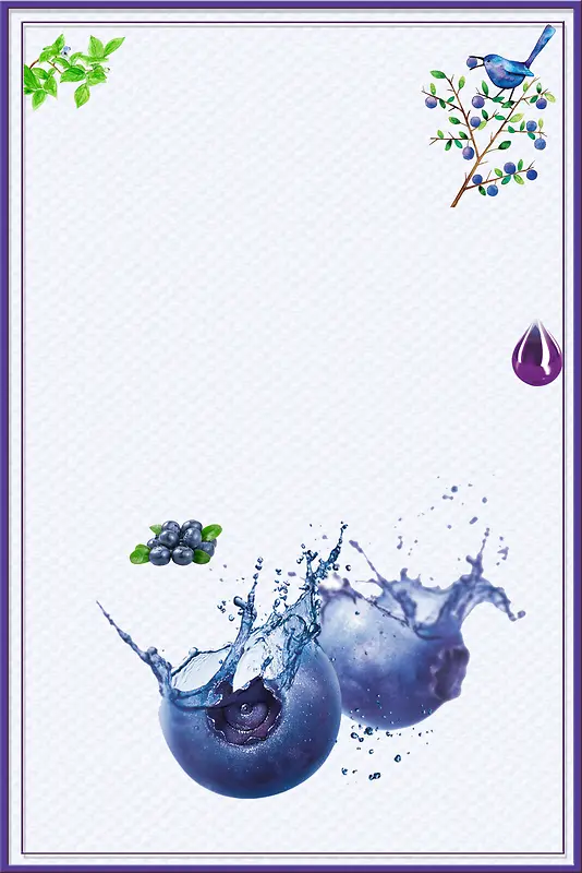 清新鲜榨蓝莓汁宣传海报